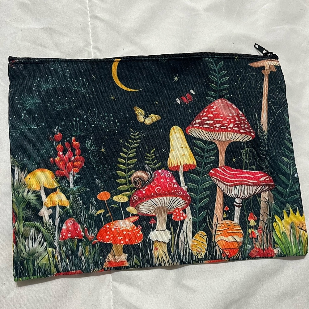 Mushroom Print Makeup Bag